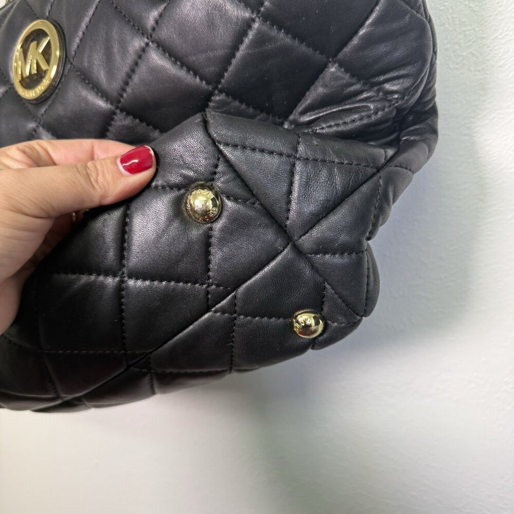 Michael Kors Fulton  Quilted Soft Luxury Leather Tote Bag Handbag Purse Classic - Picture 7 of 16